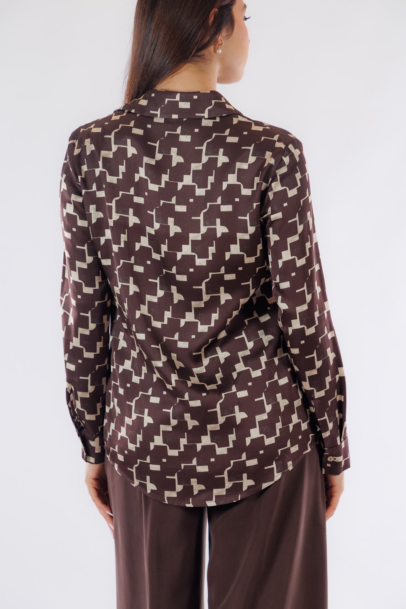 Camicia raso stampa geometrica