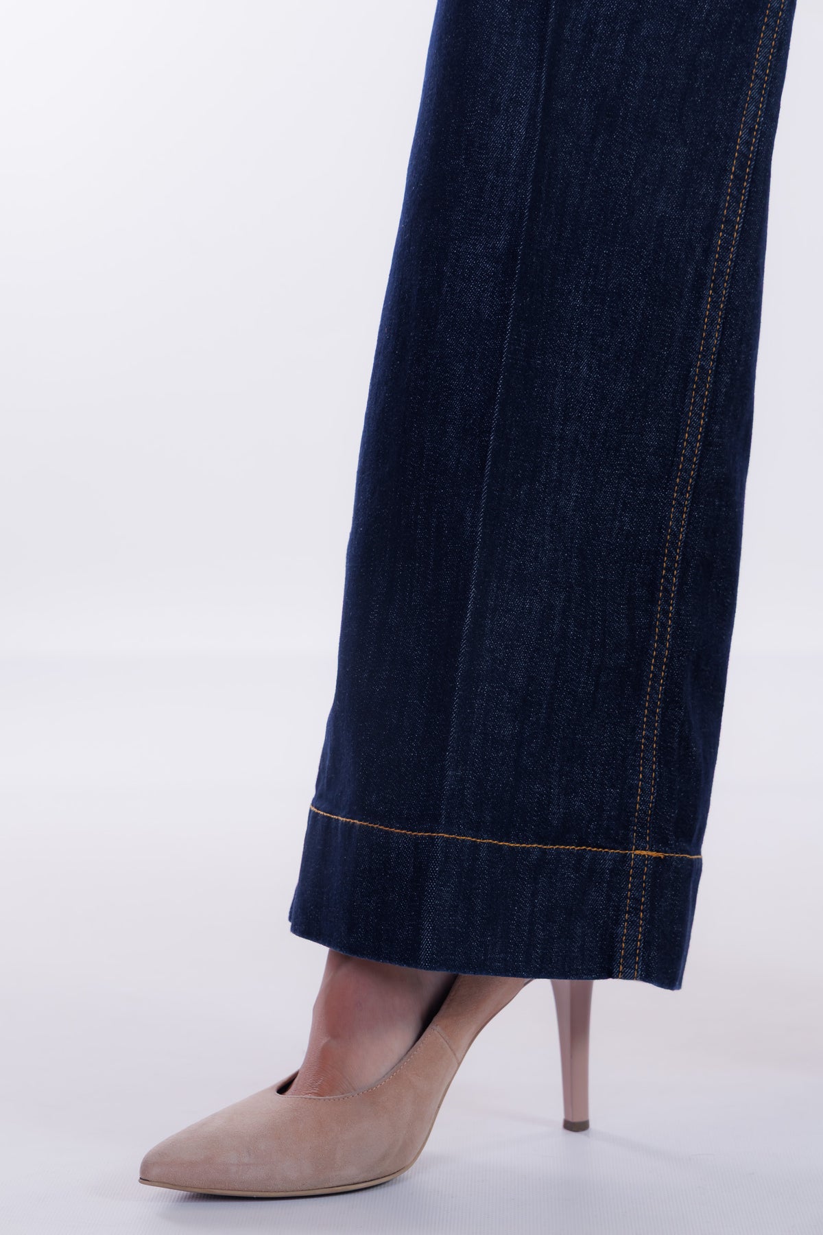 Jeans largo orlo alto