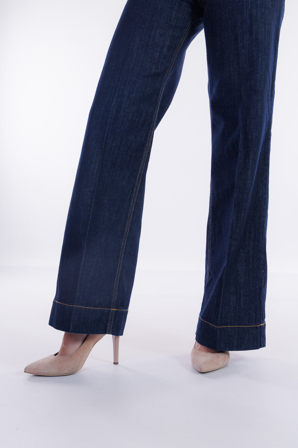 Jeans largo orlo alto