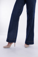 Jeans largo orlo alto