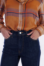 Jeans largo orlo alto