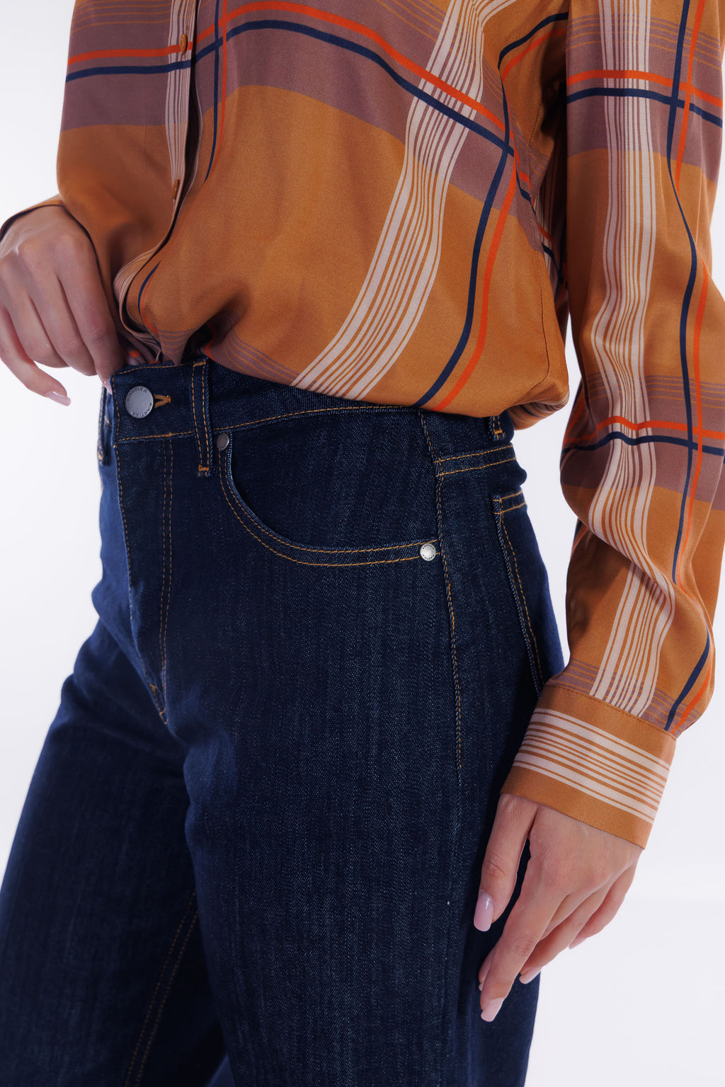 Jeans largo orlo alto
