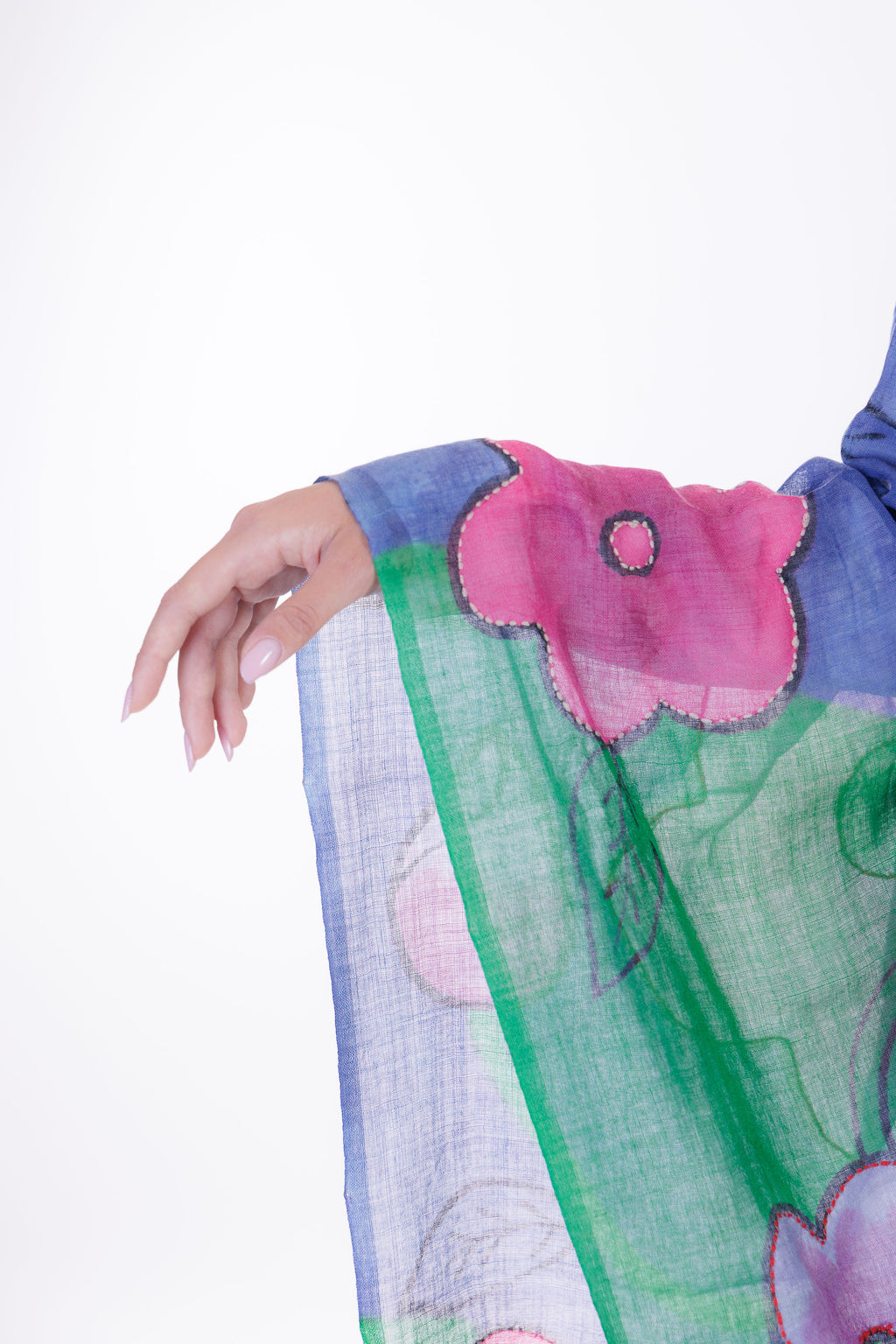 Foulard lana ricamato a mano