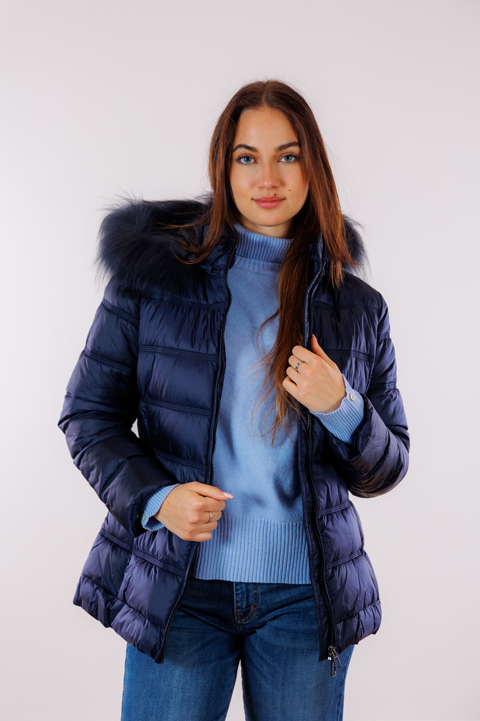 Eco-Piumino cappuccio pelliccia