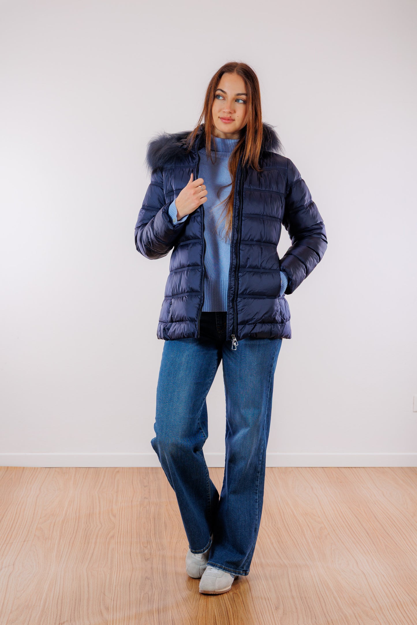 Eco-Piumino cappuccio pelliccia