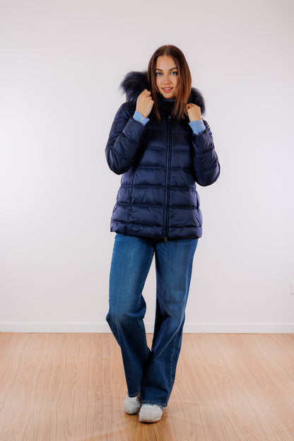 Eco-Piumino cappuccio pelliccia