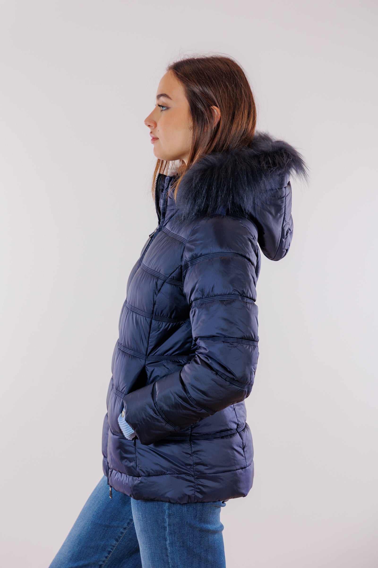 Eco-Piumino cappuccio pelliccia