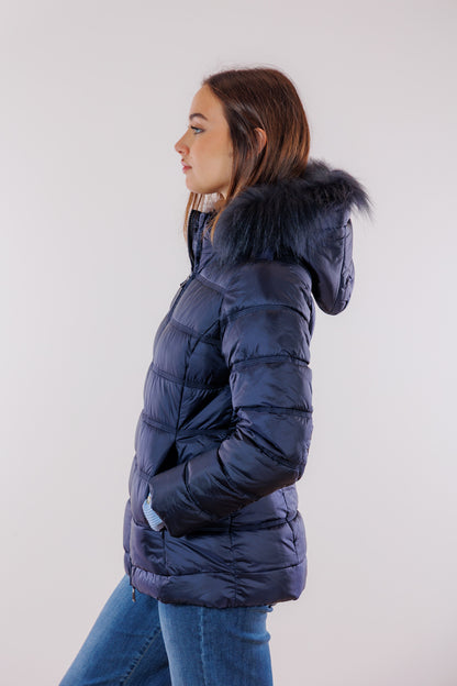 Eco-Piumino cappuccio pelliccia