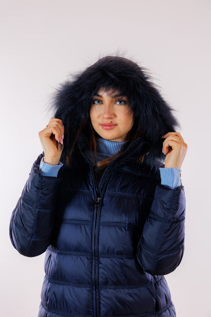 Eco-Piumino cappuccio pelliccia