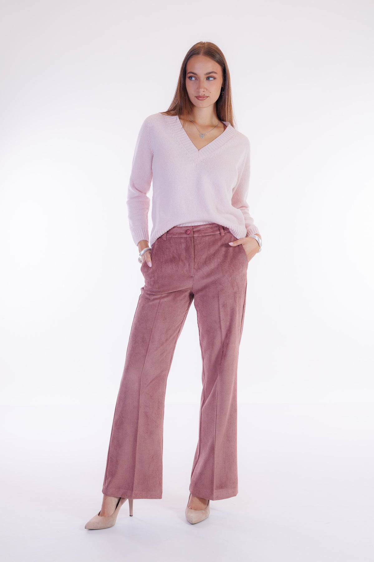 Pantalone flare velluto