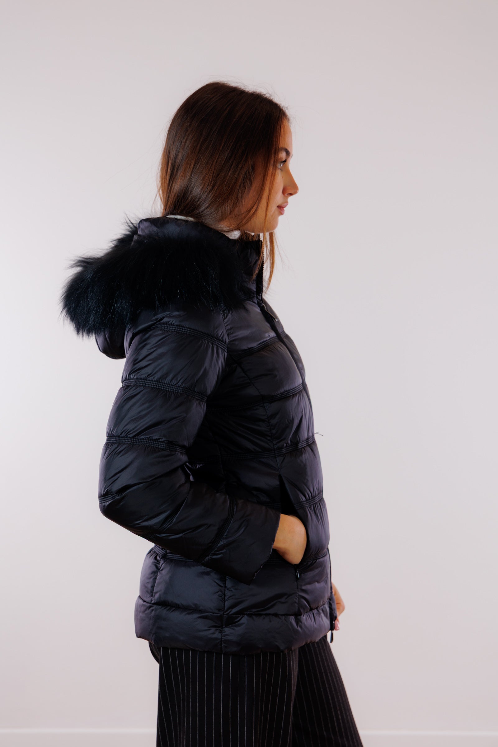 Eco-Piumino cappuccio pelliccia