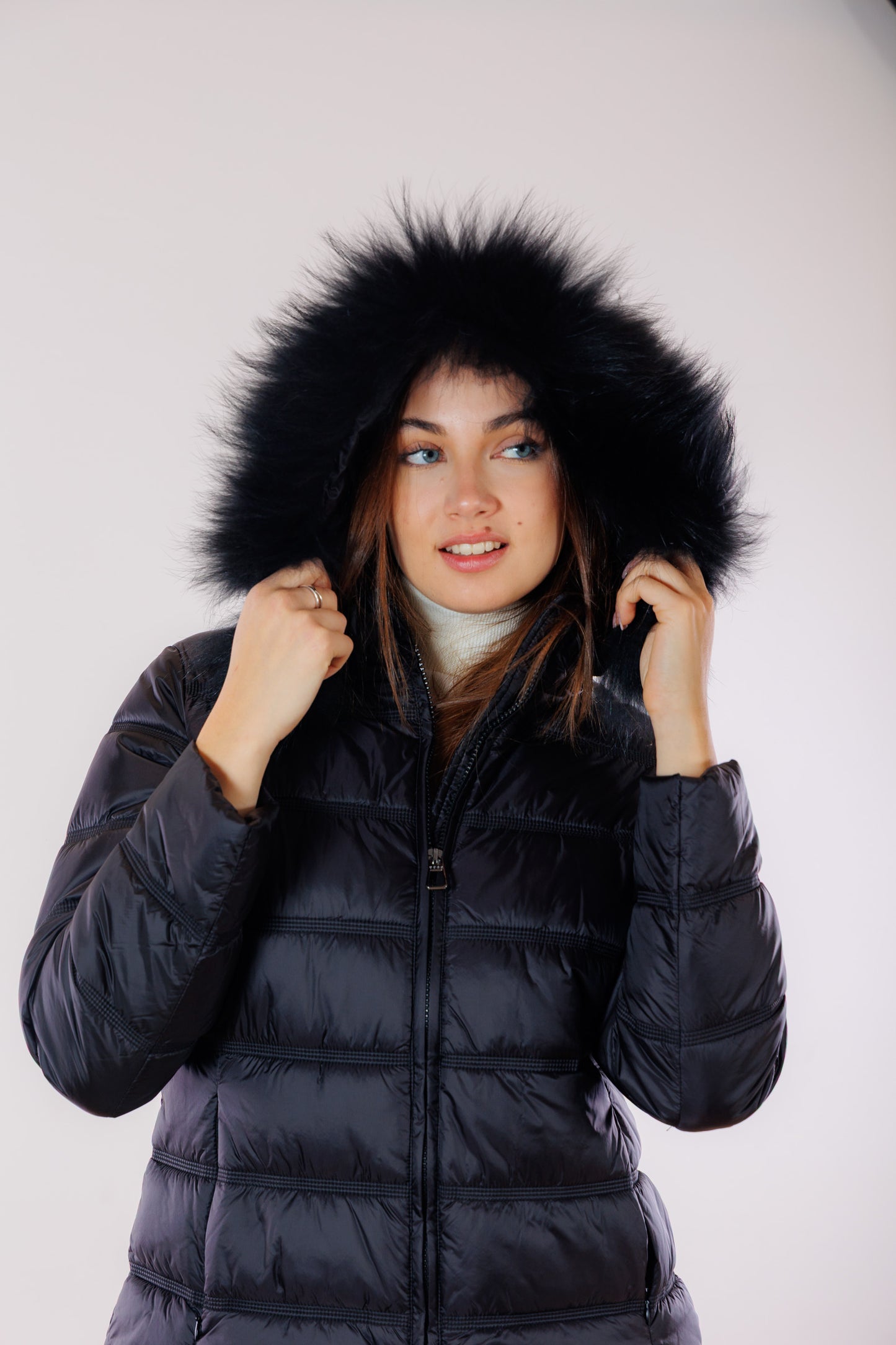 Eco-Piumino cappuccio pelliccia