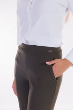 Pantalone largo risvolto crepe