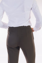 Pantalone largo risvolto crepe
