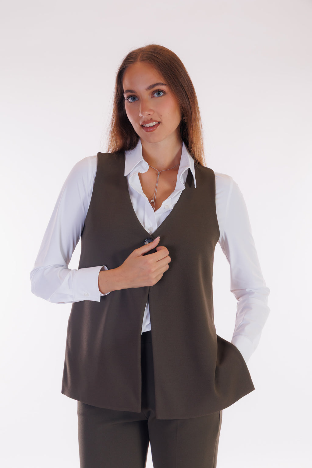 Gilet 1 bottone crepe