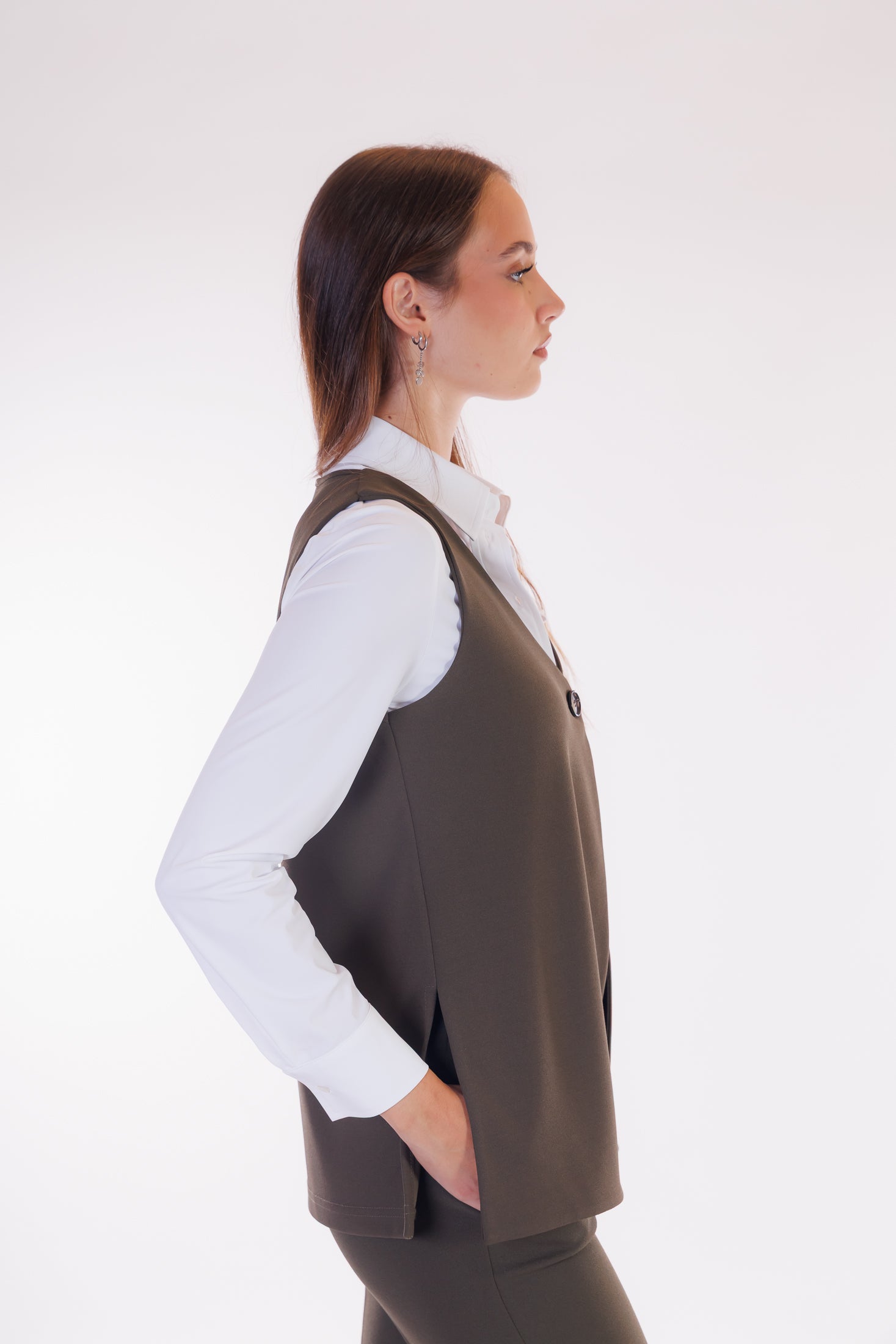 Gilet 1 bottone crepe