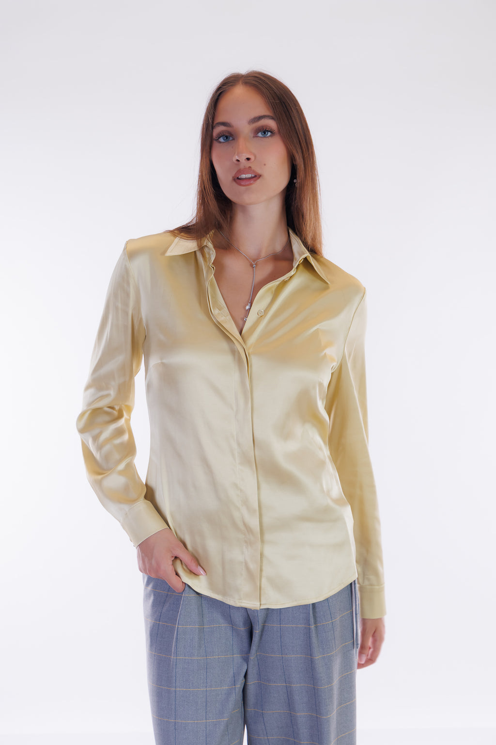 Camicia slim raso stretch