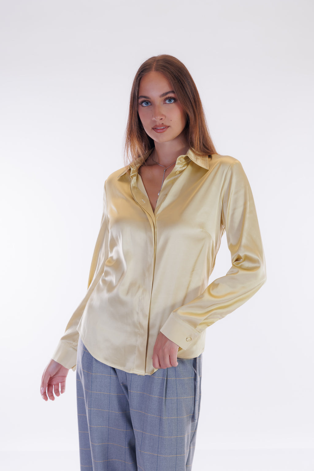 Camicia slim raso stretch