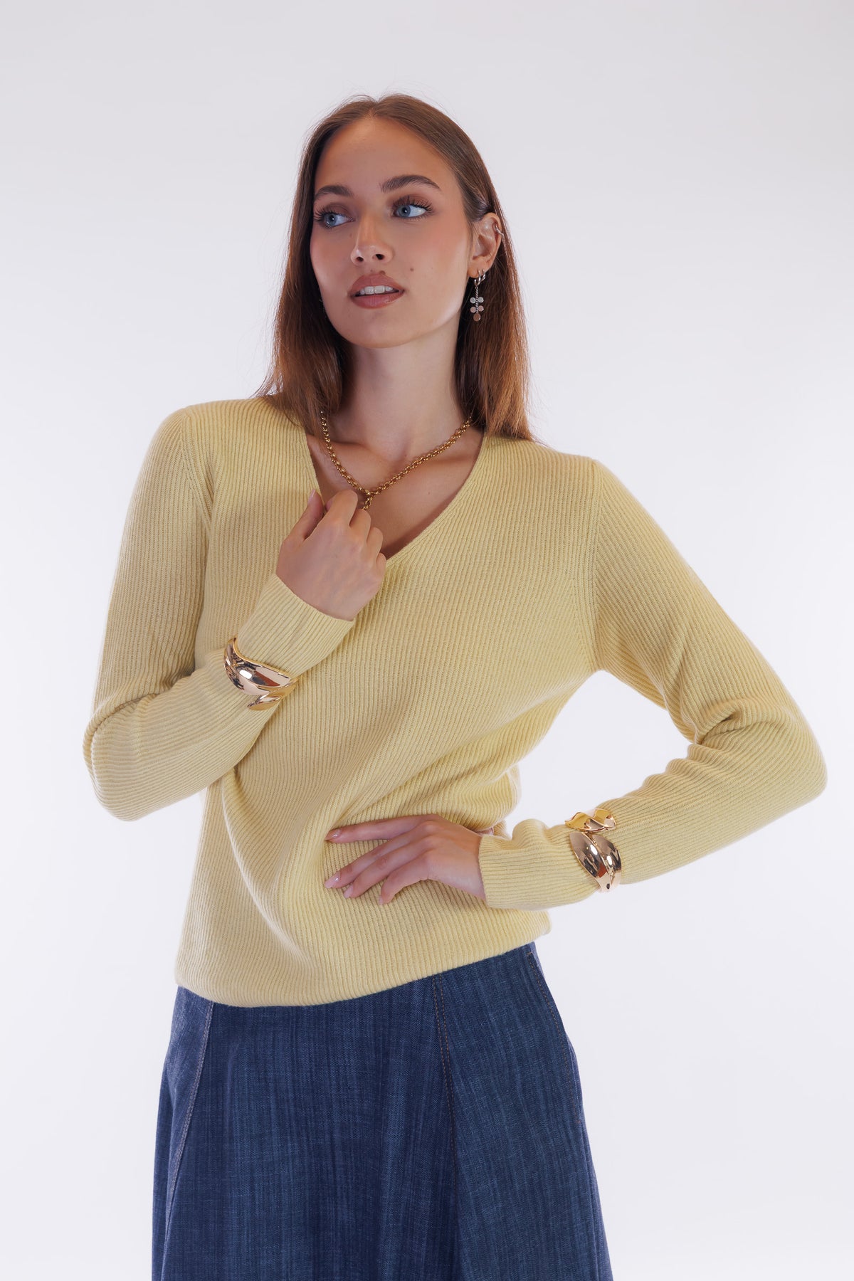 Maglia m. cashmere costine
