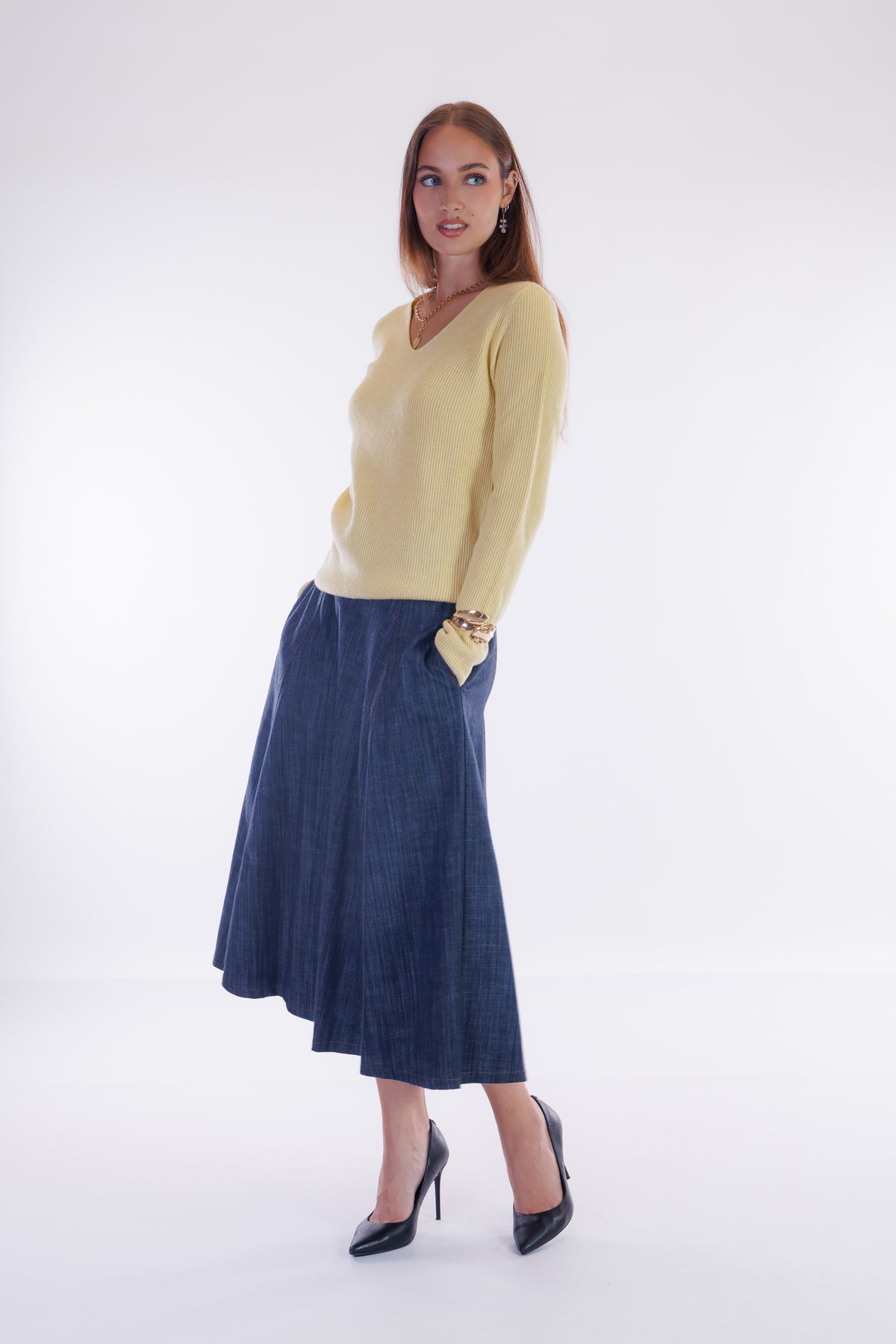 Maglia m. cashmere costine