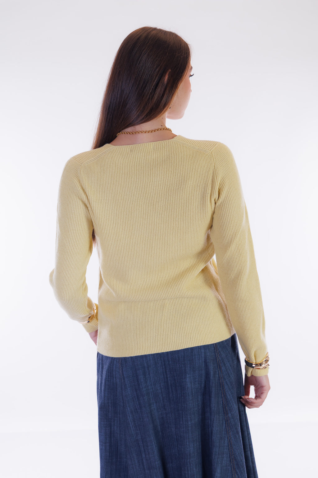 Maglia m. cashmere costine
