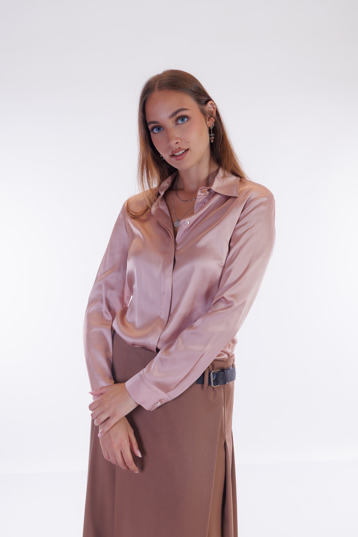 Camicia slim raso stretch