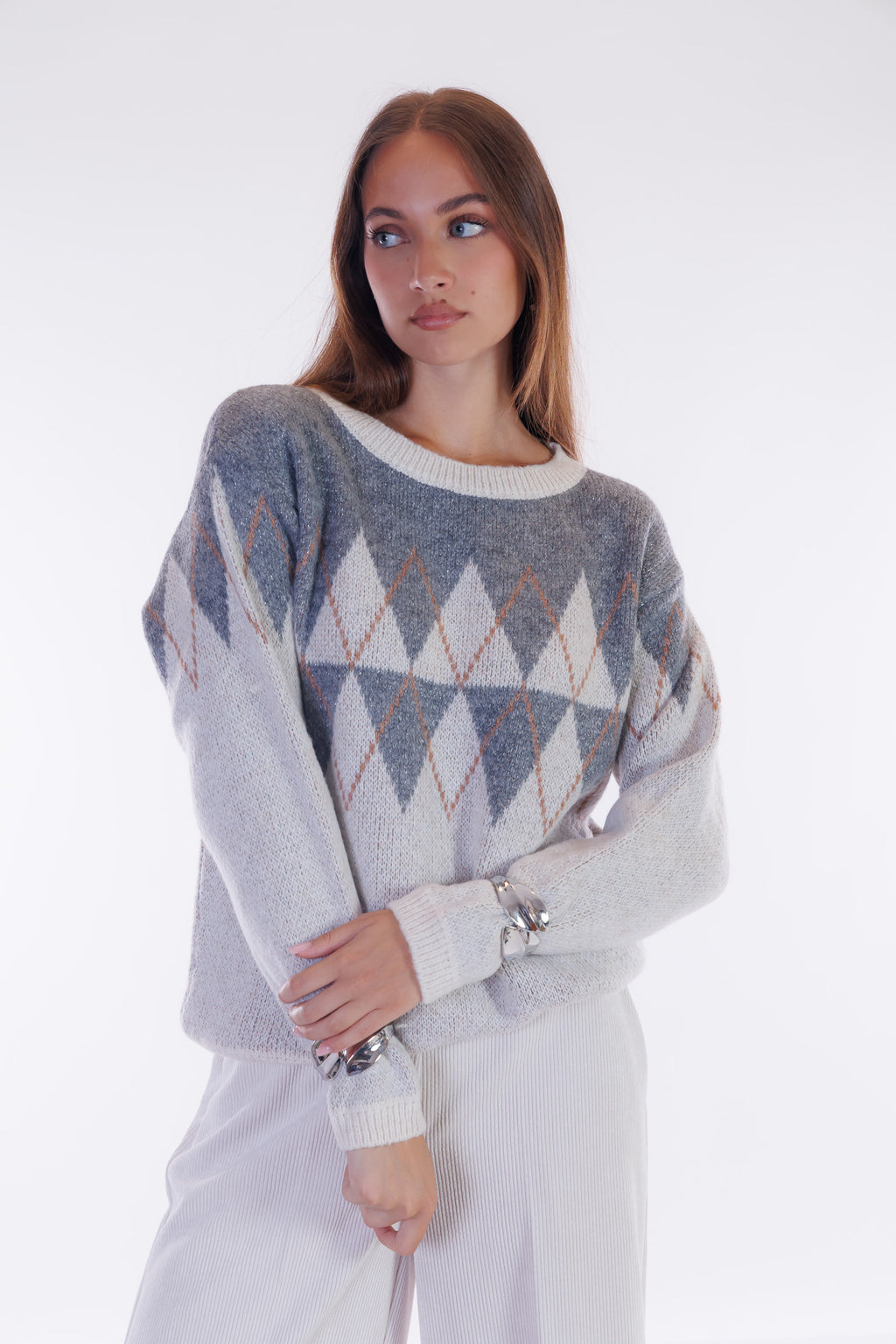Maglione jacquard rombi