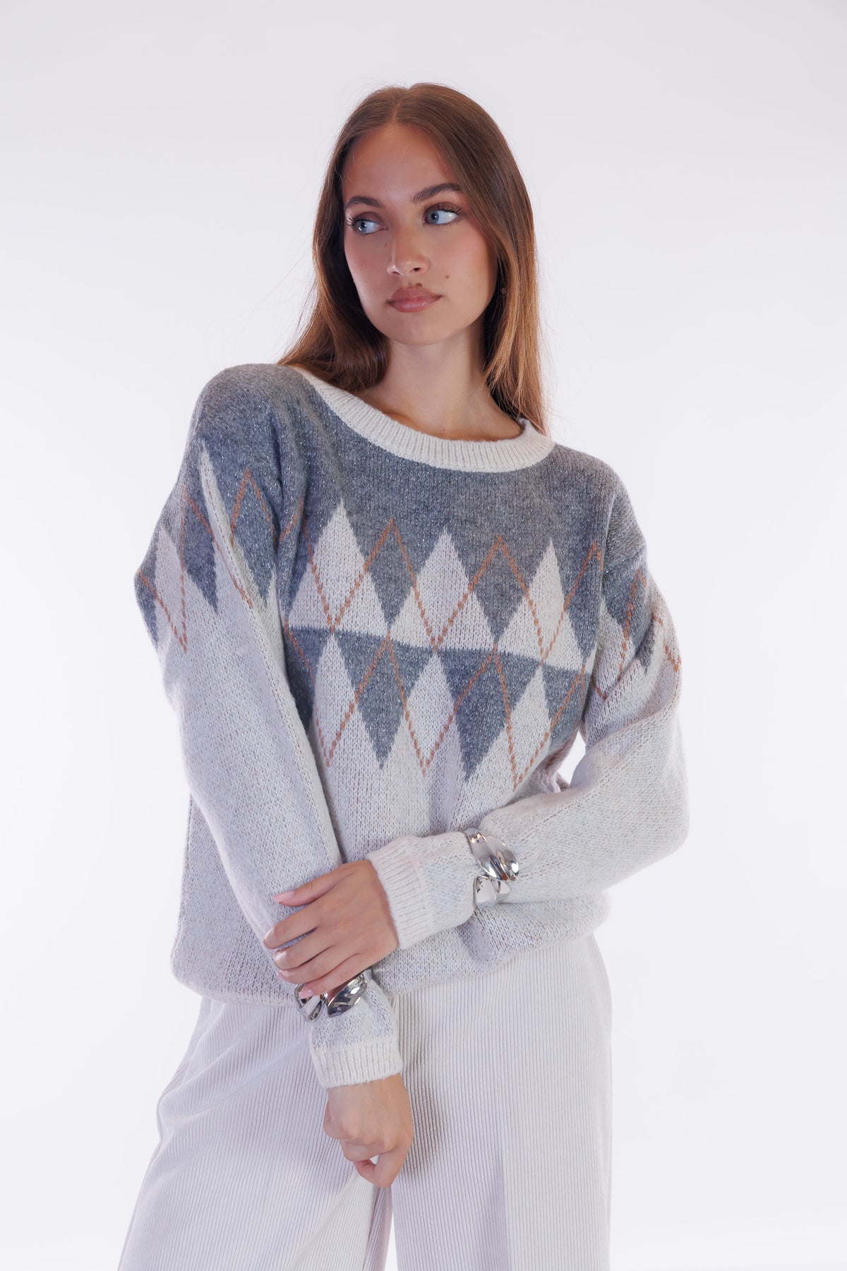 Maglione jacquard rombi