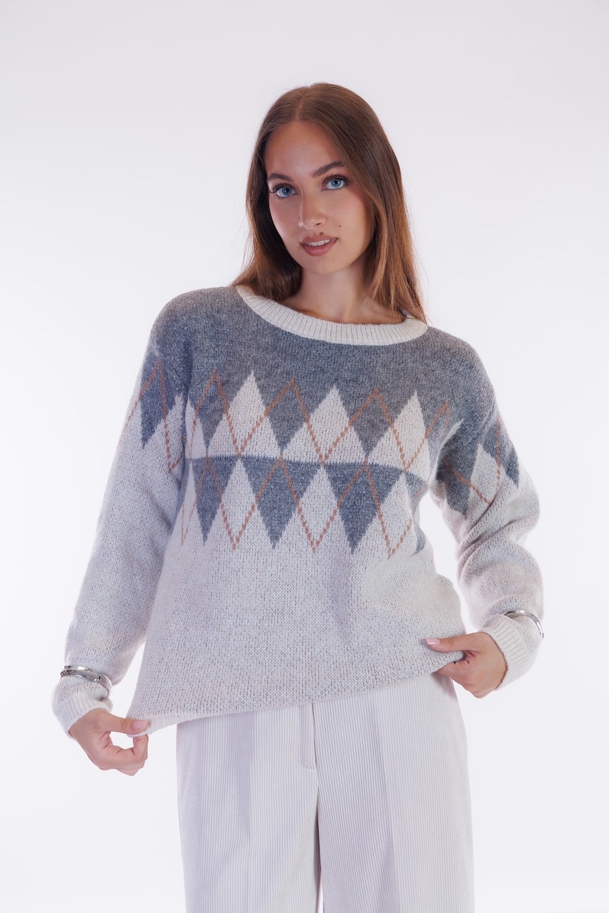 Maglione jacquard rombi
