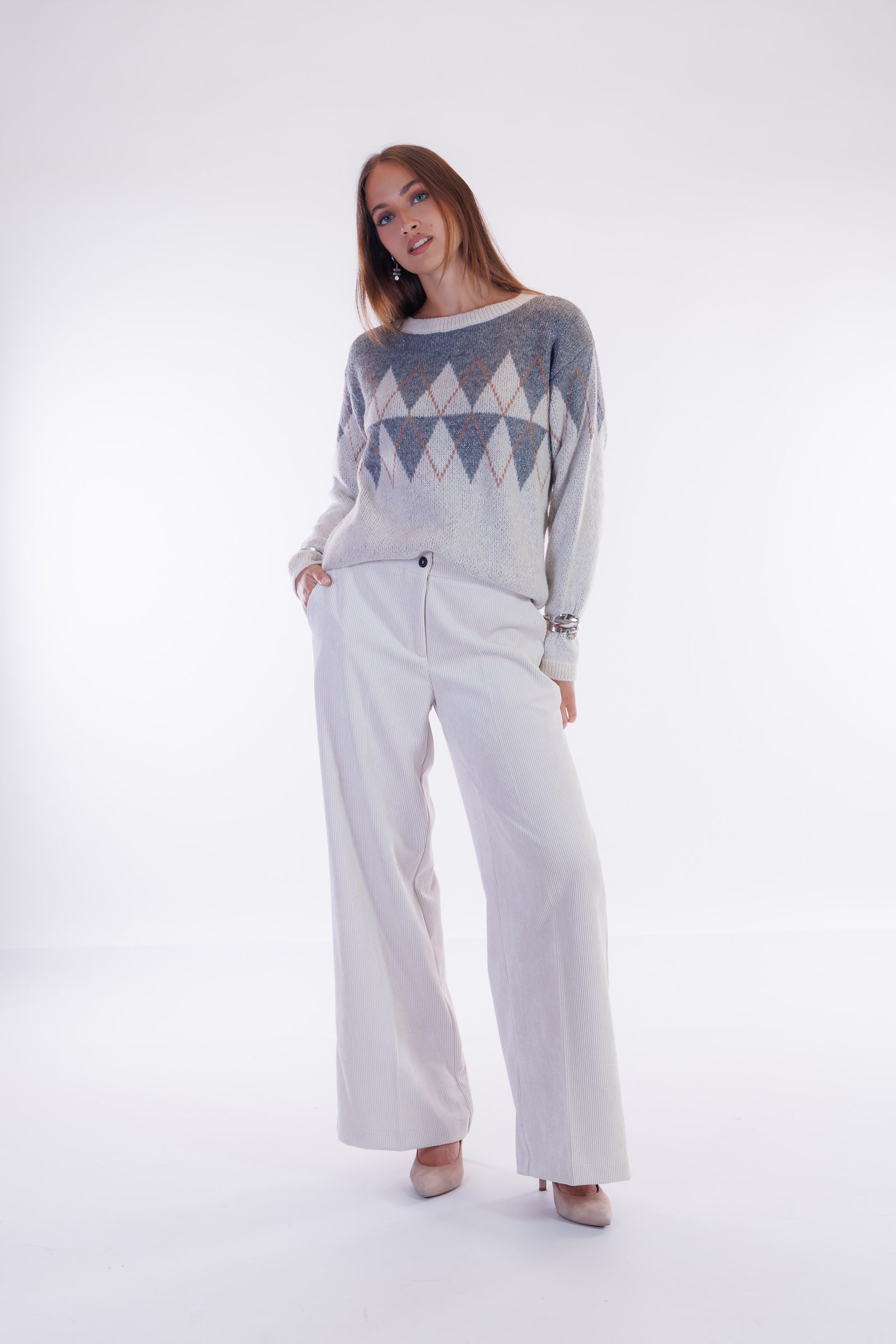 Pantalone largo velluto