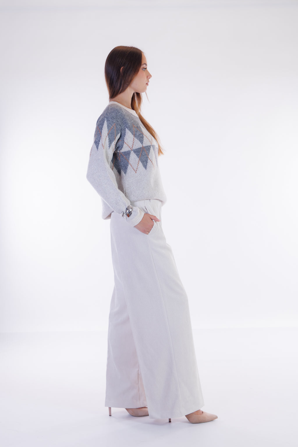 Pantalone largo velluto