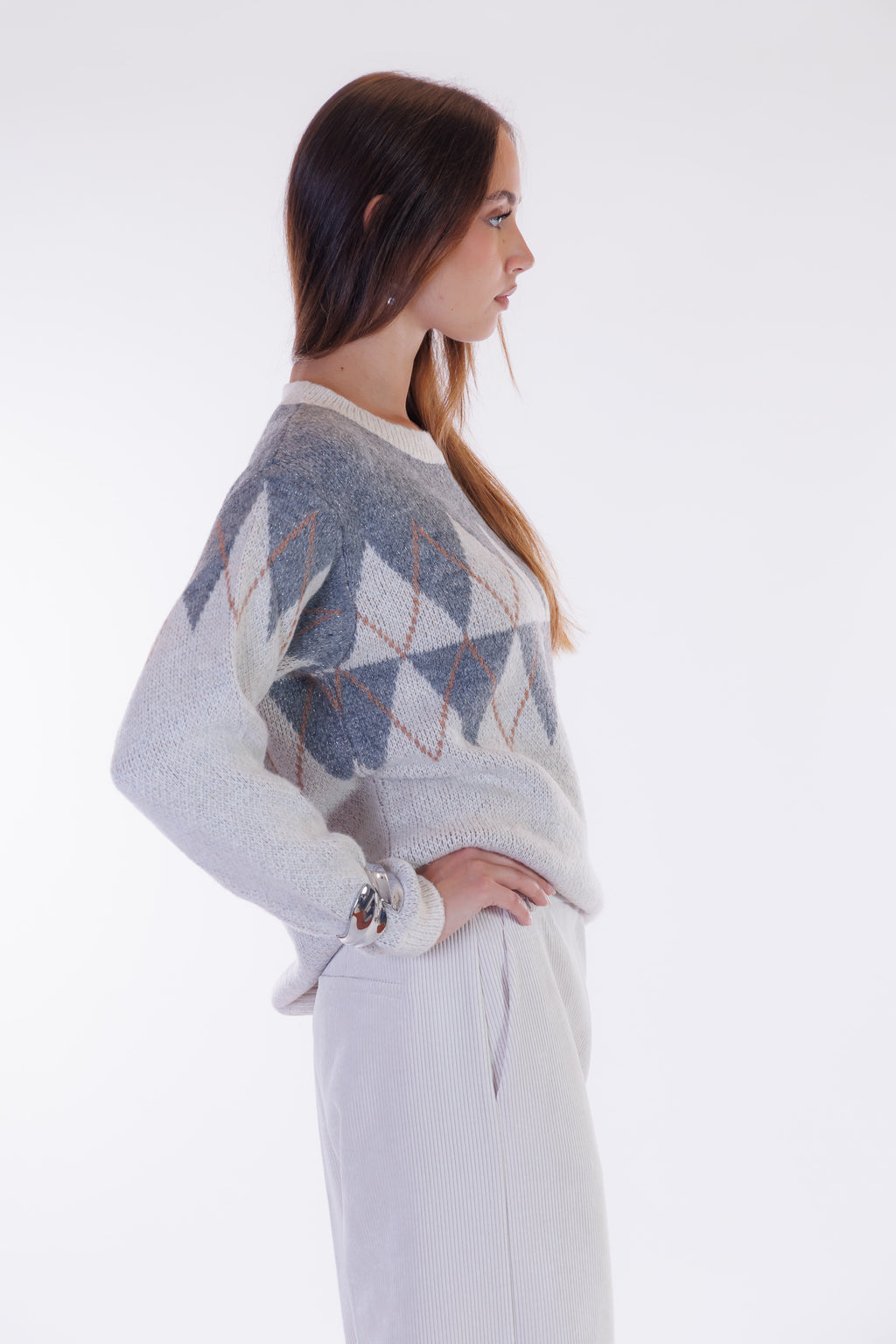 Maglione jacquard rombi