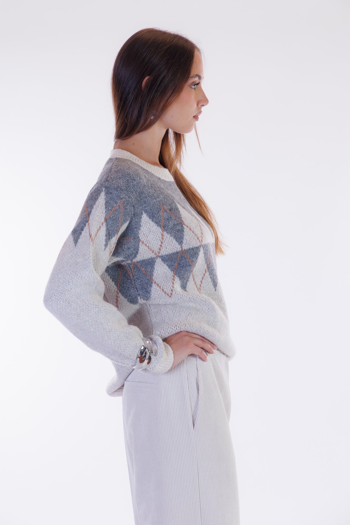 Maglione jacquard rombi