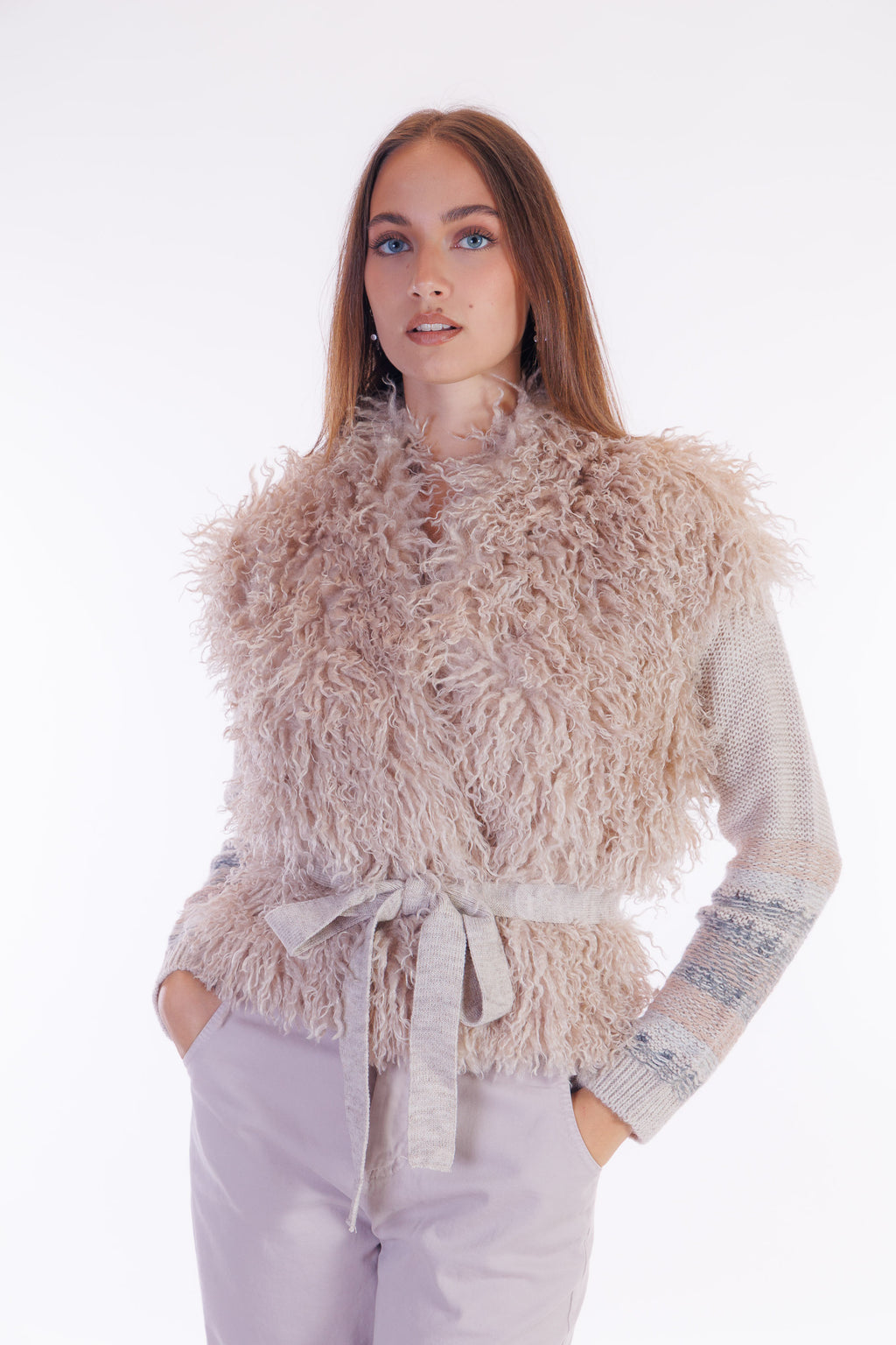Cardigan mongolia maniche jacquard