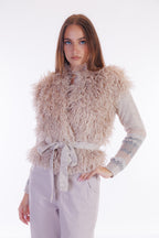 Cardigan mongolia maniche jacquard