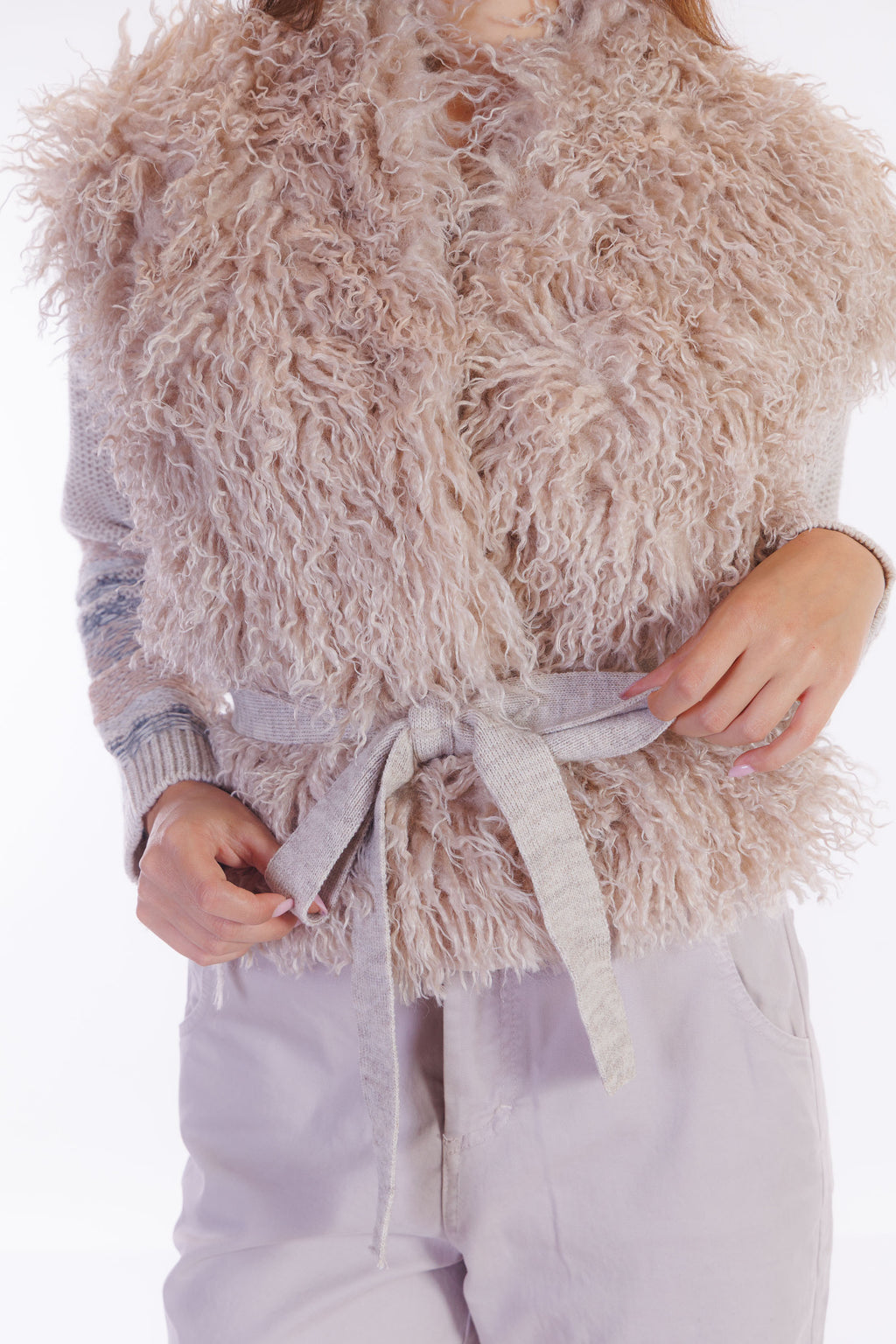 Cardigan mongolia maniche jacquard