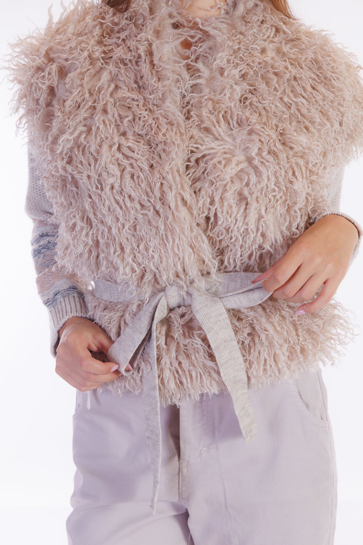 Cardigan mongolia maniche jacquard