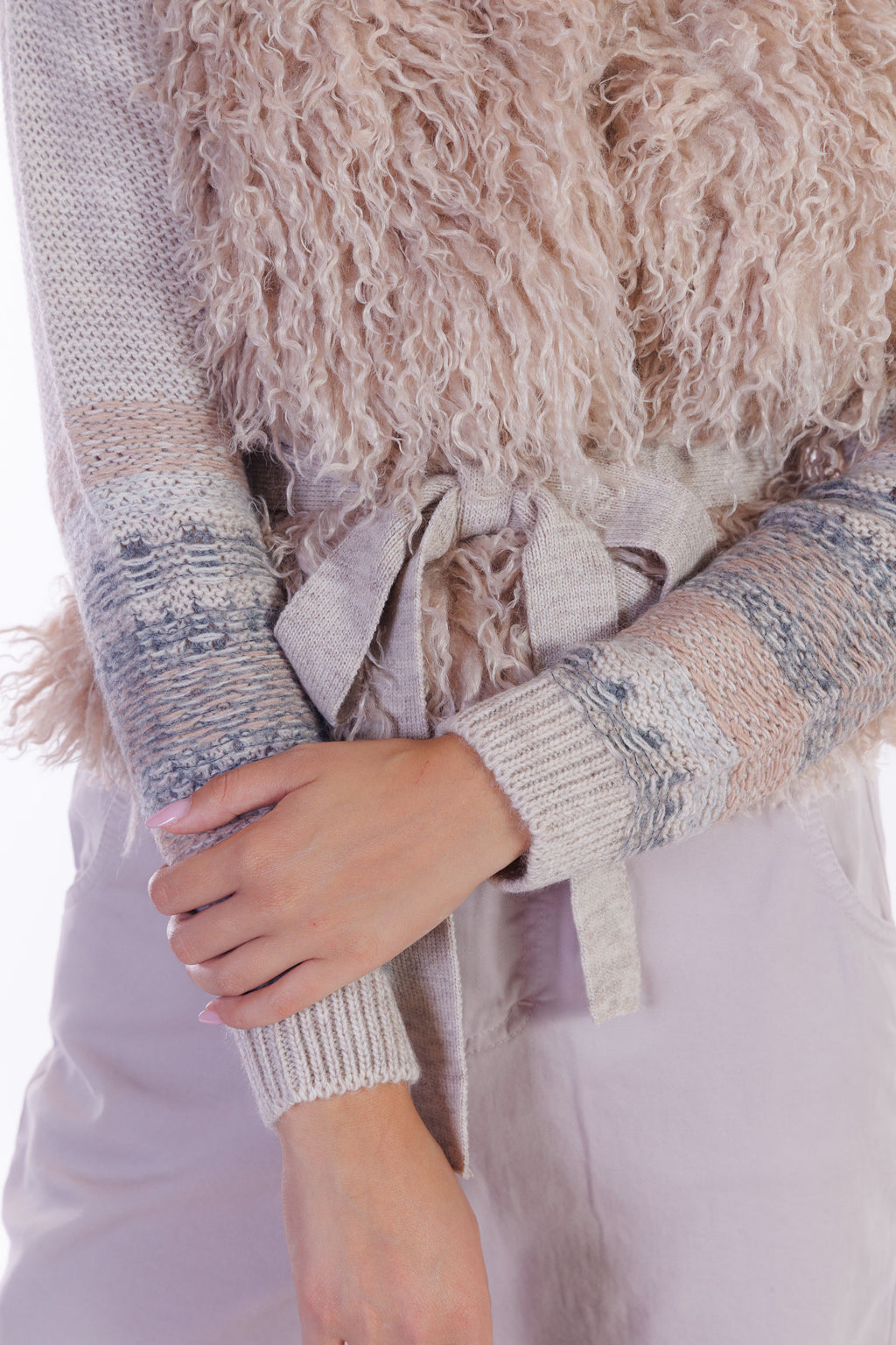 Cardigan mongolia maniche jacquard
