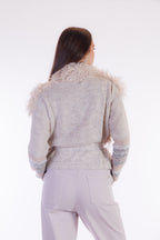 Cardigan mongolia maniche jacquard