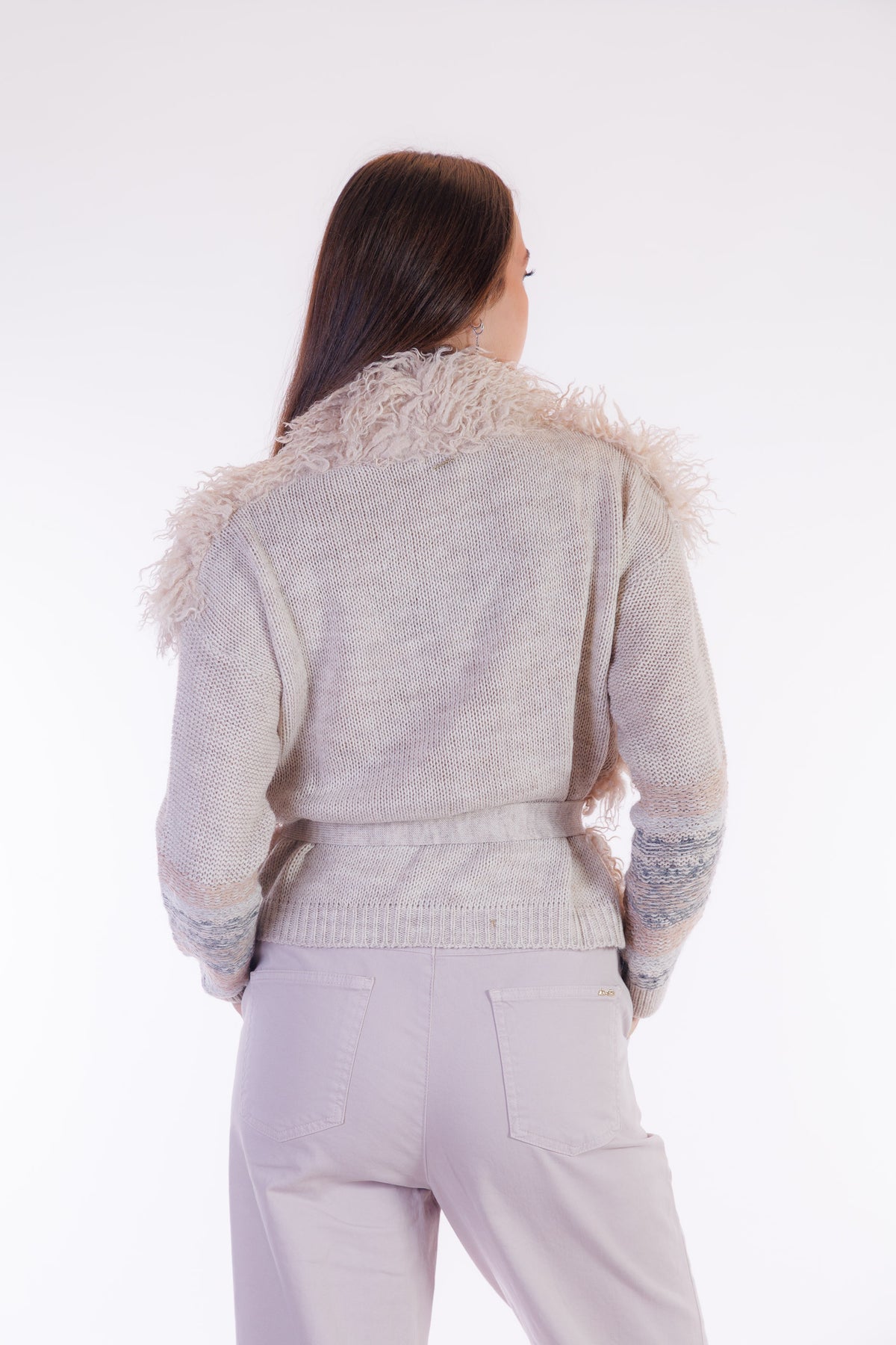 Cardigan mongolia maniche jacquard