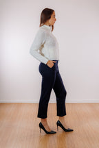 Pantalone gessato risvoltone