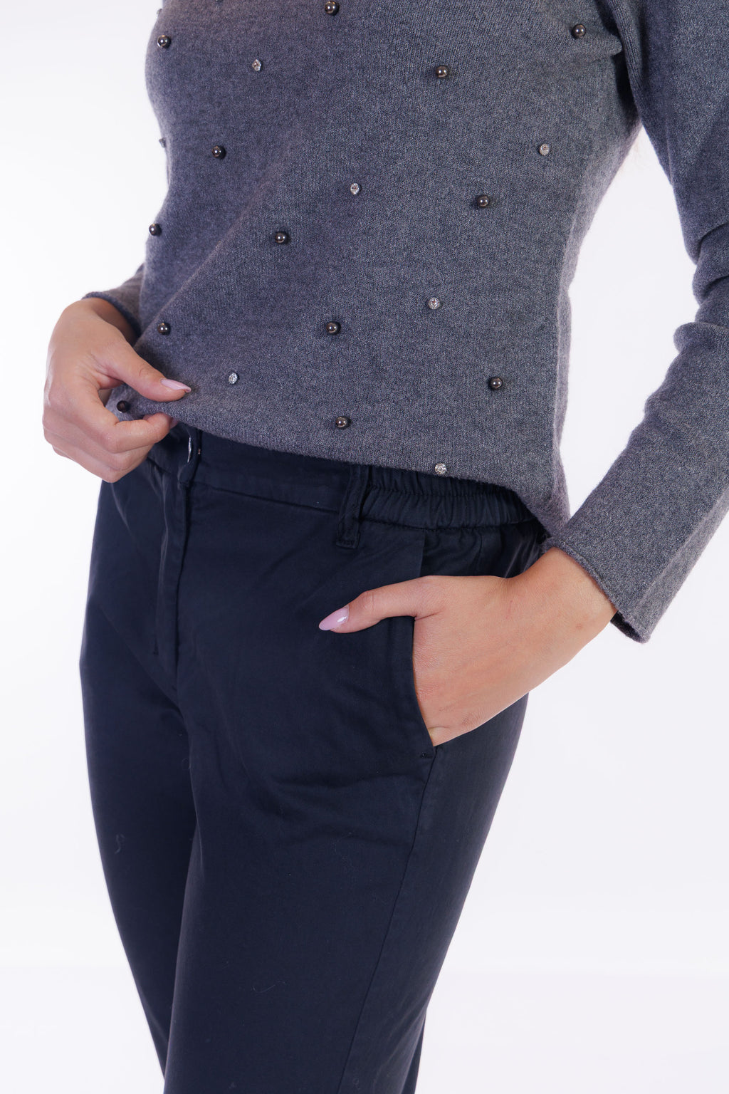 Pantalone chinos elastico lato