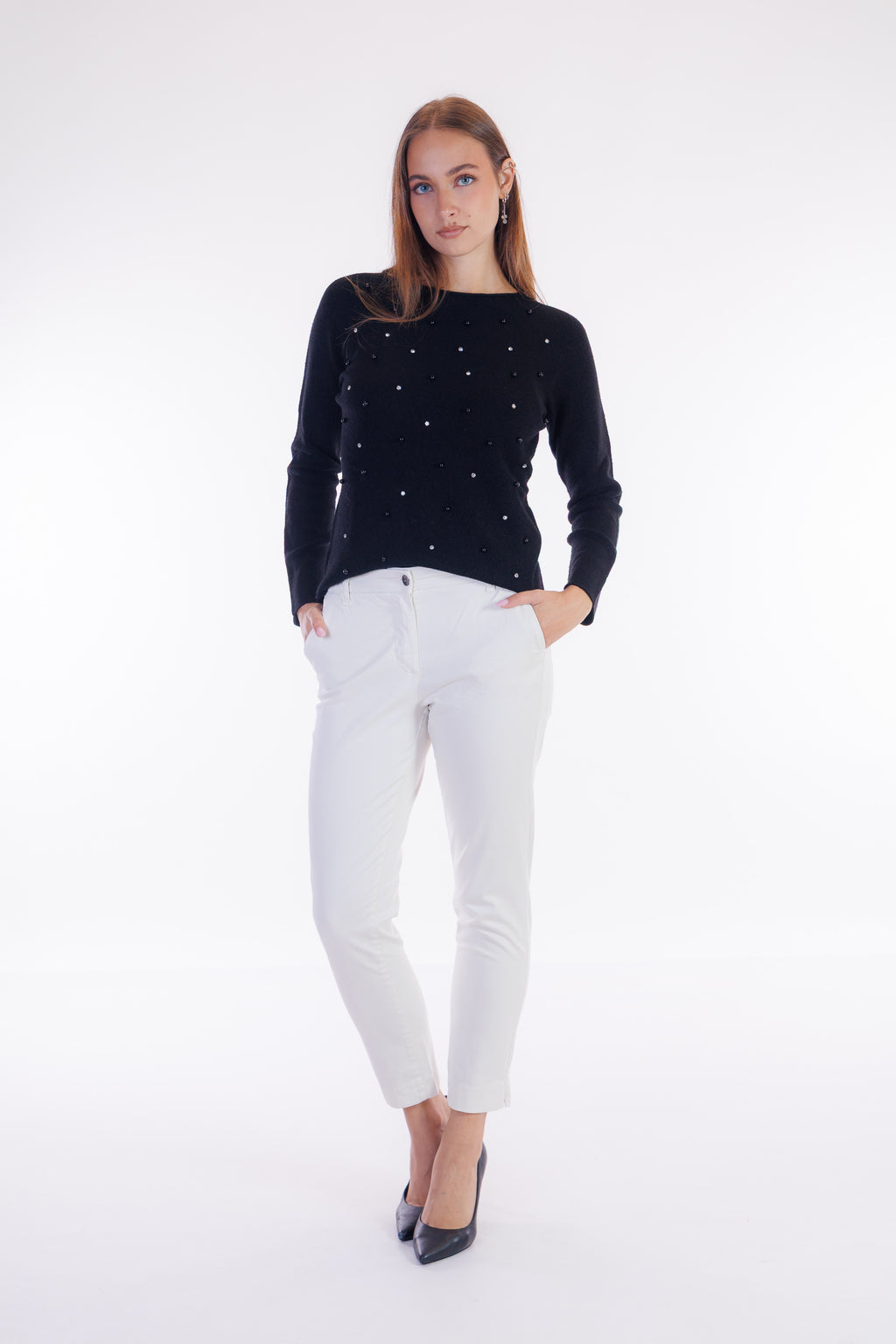 Pantalone chinos elastico lato