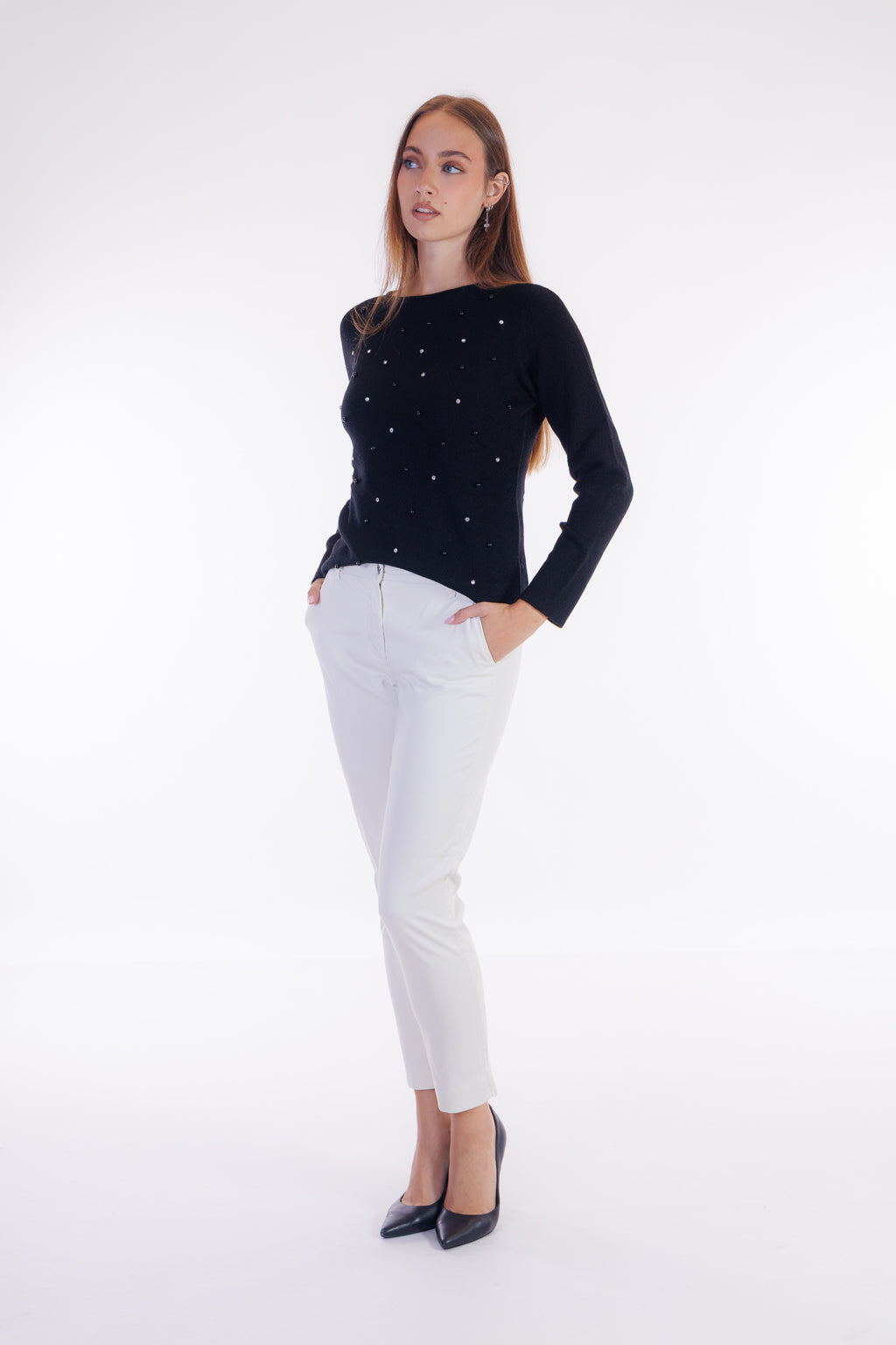 Pantalone chinos elastico lato