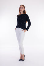 Pantalone chinos elastico lato