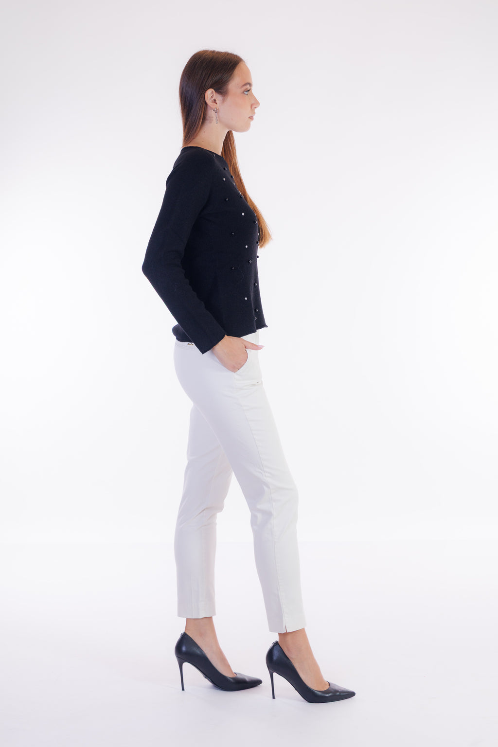 Pantalone chinos elastico lato