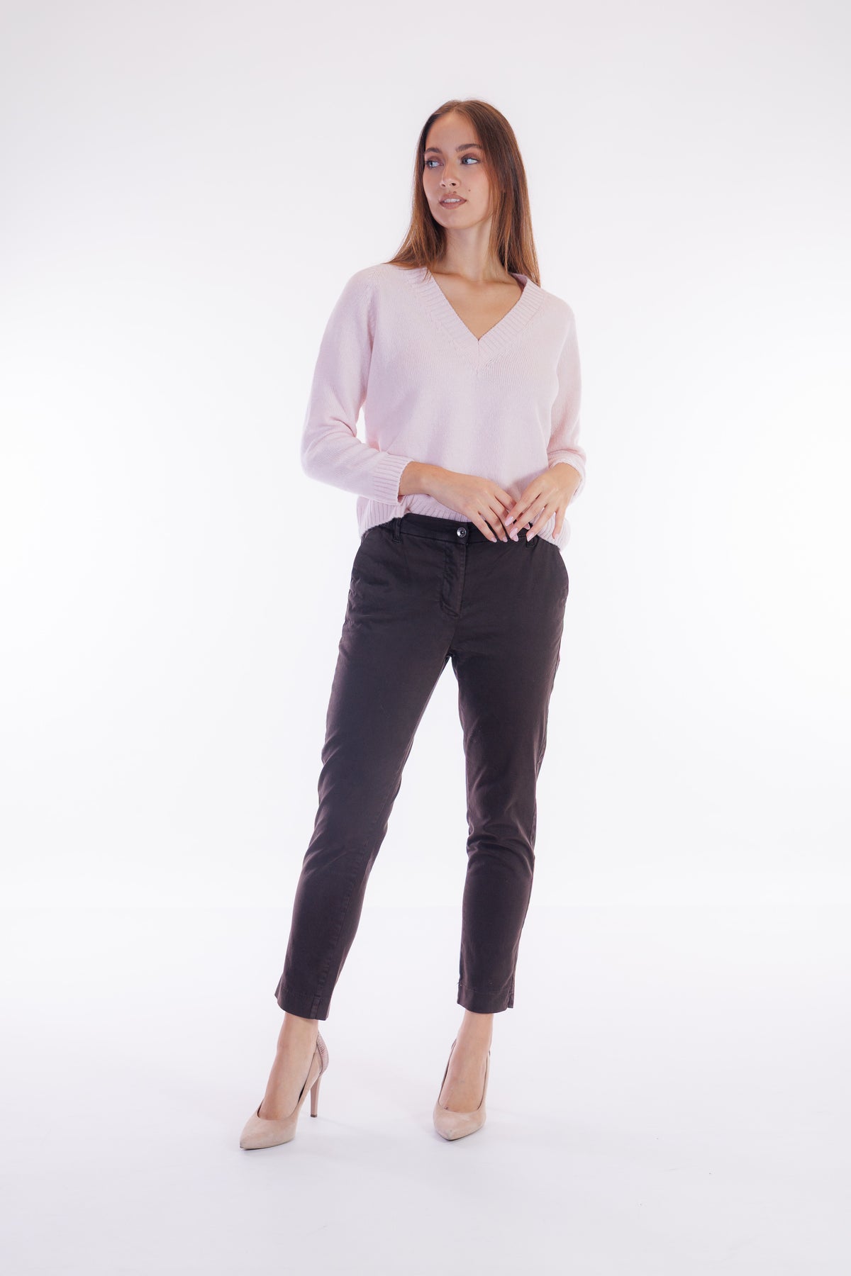 Pantalone chinos elastico lato