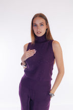 Top dolcevita micro paillettes