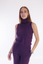Top dolcevita micro paillettes
