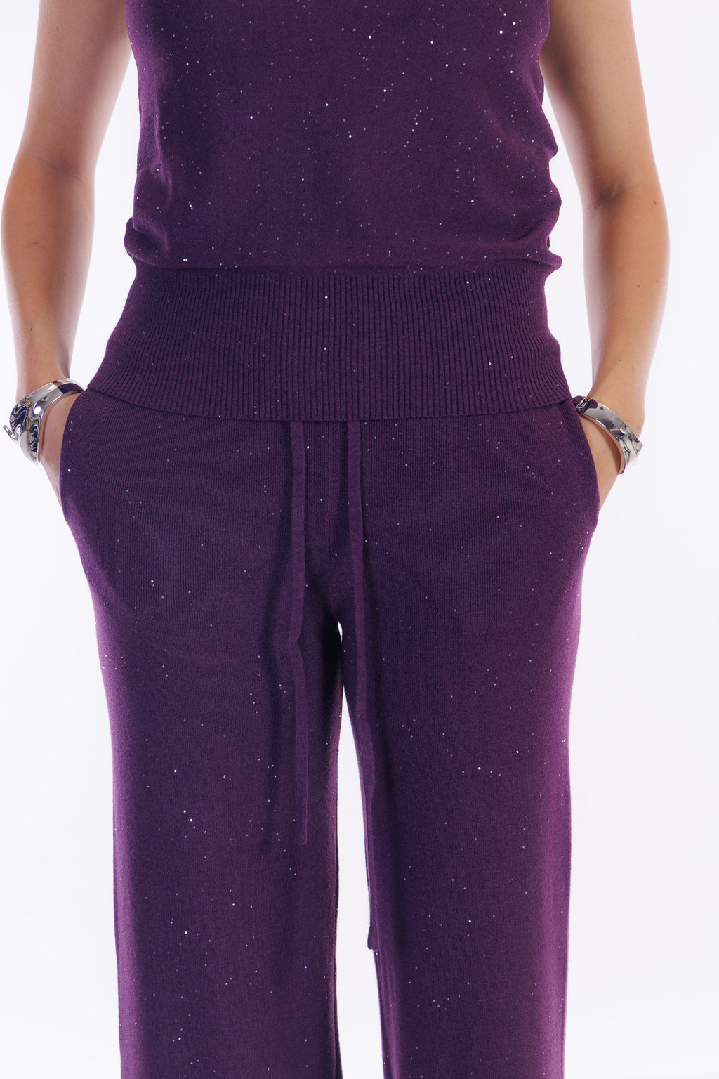 Pantalone ampio micro paillettes